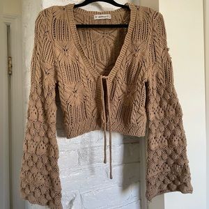 TIE FRONT FLARE SLEEVE CROP CARDIGAN